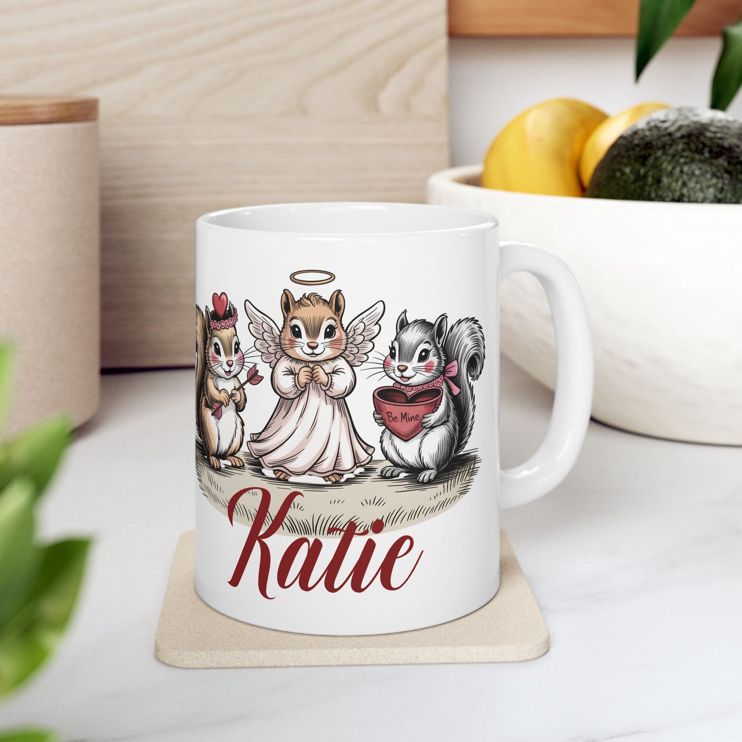 Personalized Squirrel Mug | Cute Valentine Mug | Custom Name Cup | Woodland Animal Gift