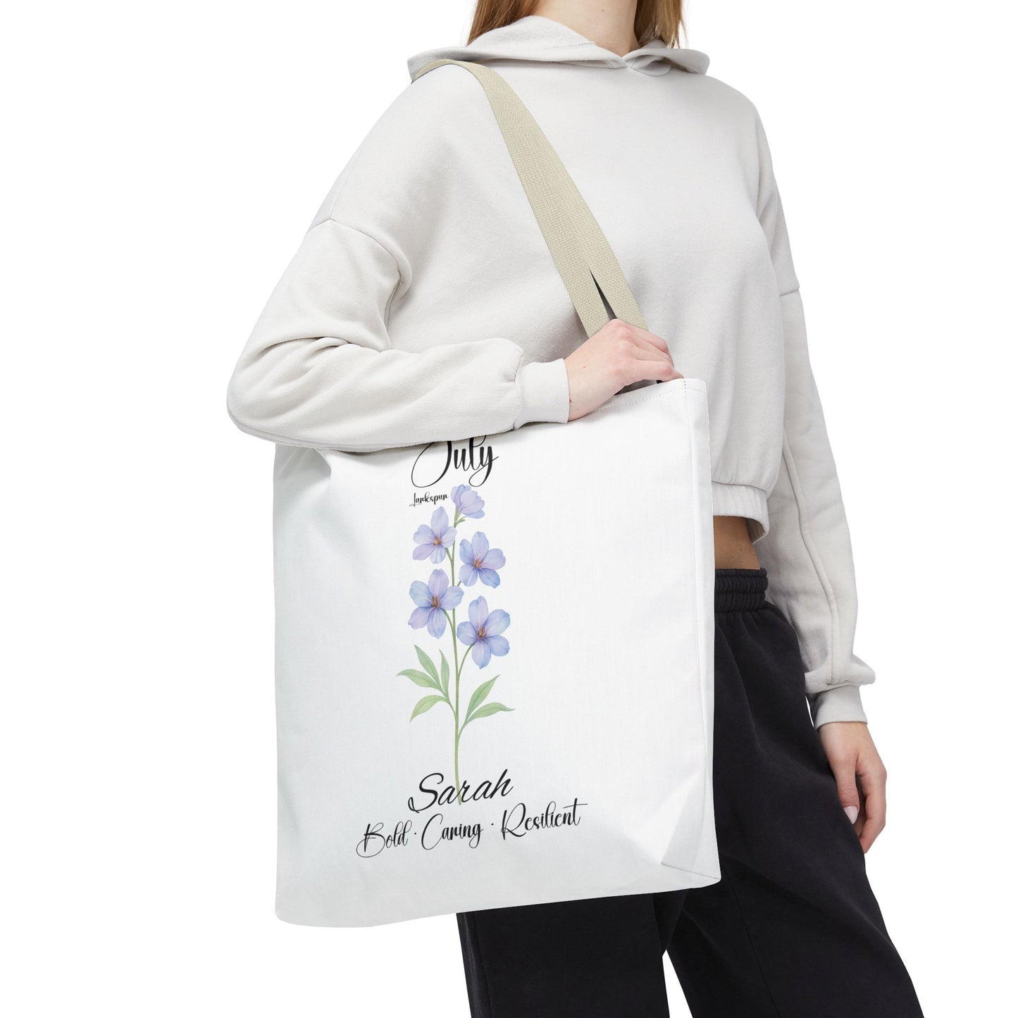 Personalized birth month flower tote bag for her, milestone birthdays, bestfriend gift.
