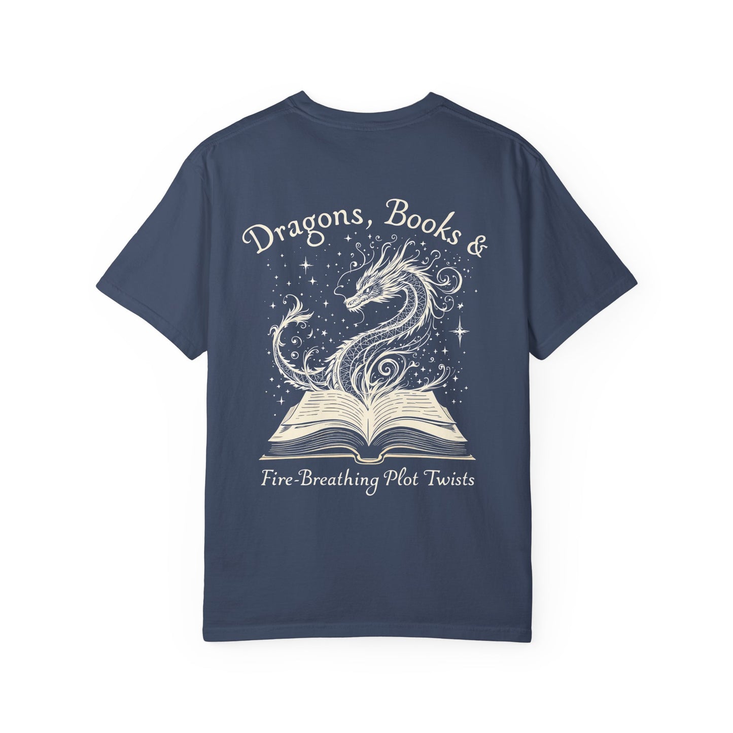 Book Lover Tee, Comfort Colors Dragon Shirt, Fantasy Reader, Bibliophile Gift.