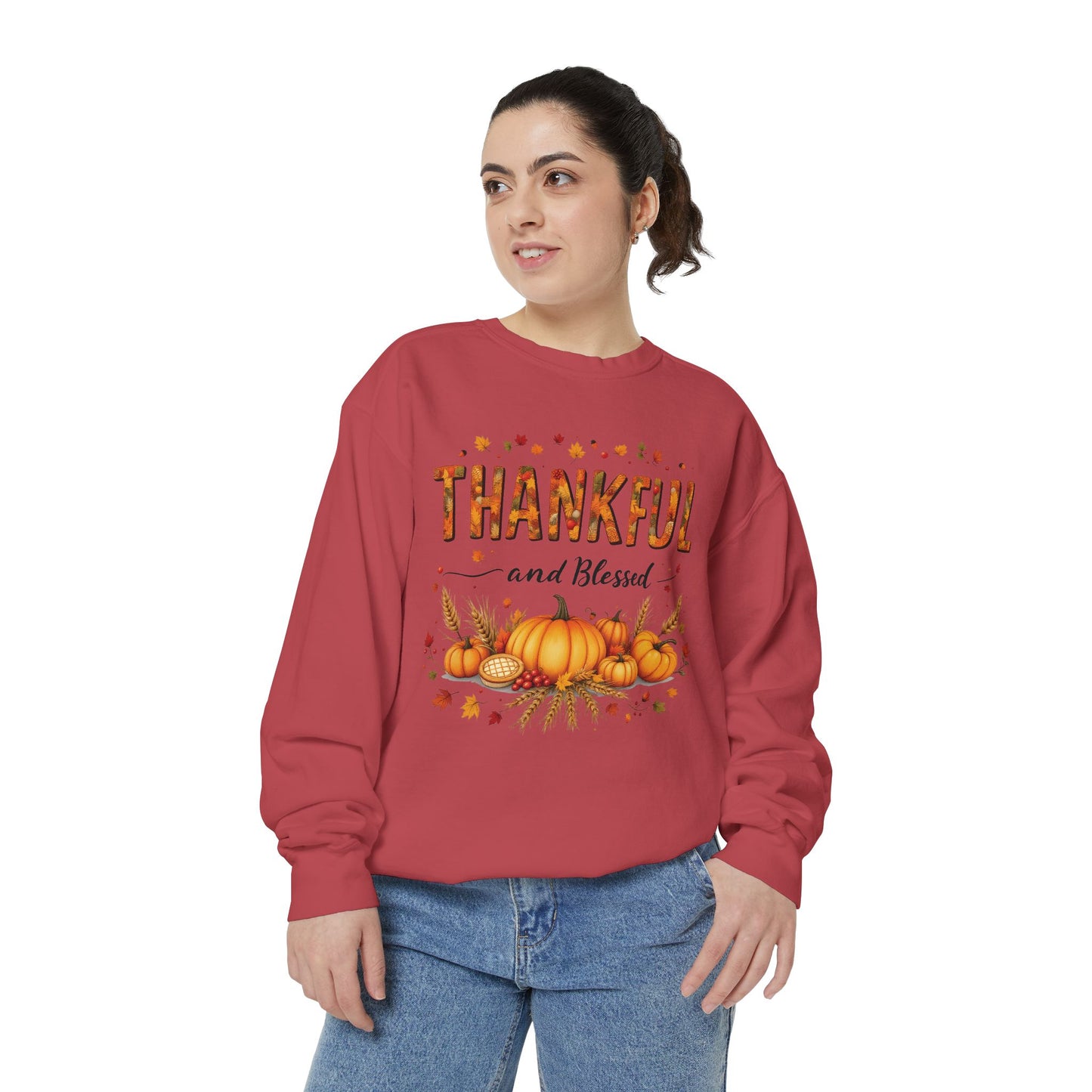 Thankful and Blessed Comfort Colours Sweatshirt, Cozy Fall Apparel, Fall Harvest Top,