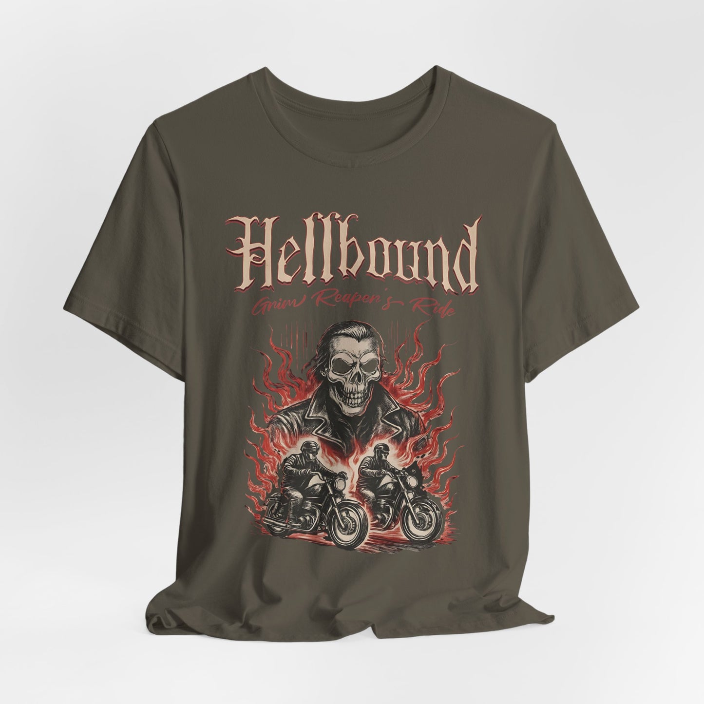 Hellbound Biker Graphic Tee | Motorcycle Skull Rider T-Shirt | Gothic Biker Streetwear