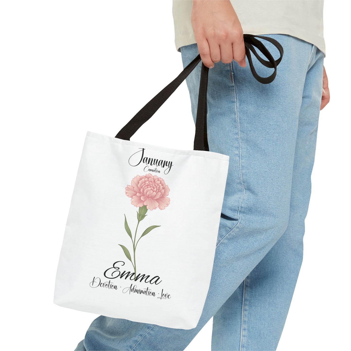 Personlized Birth Month Flower Tote Bag, Botanical Aesthetic Canvas Tote Bag, Bestfriend Gift