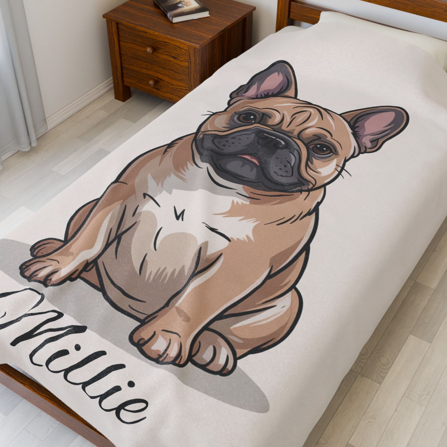 Personalized Dog Blanket | Custom Pet Name Fleece Blanket | frenchie Gift
