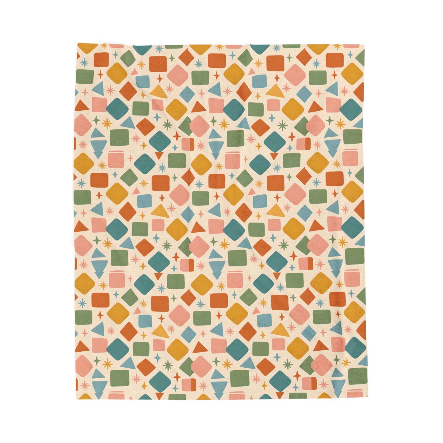 Colorful Geometric Kids Blanket, Playful Nursery Decor Throw ,Toddler and Nursery Bedding