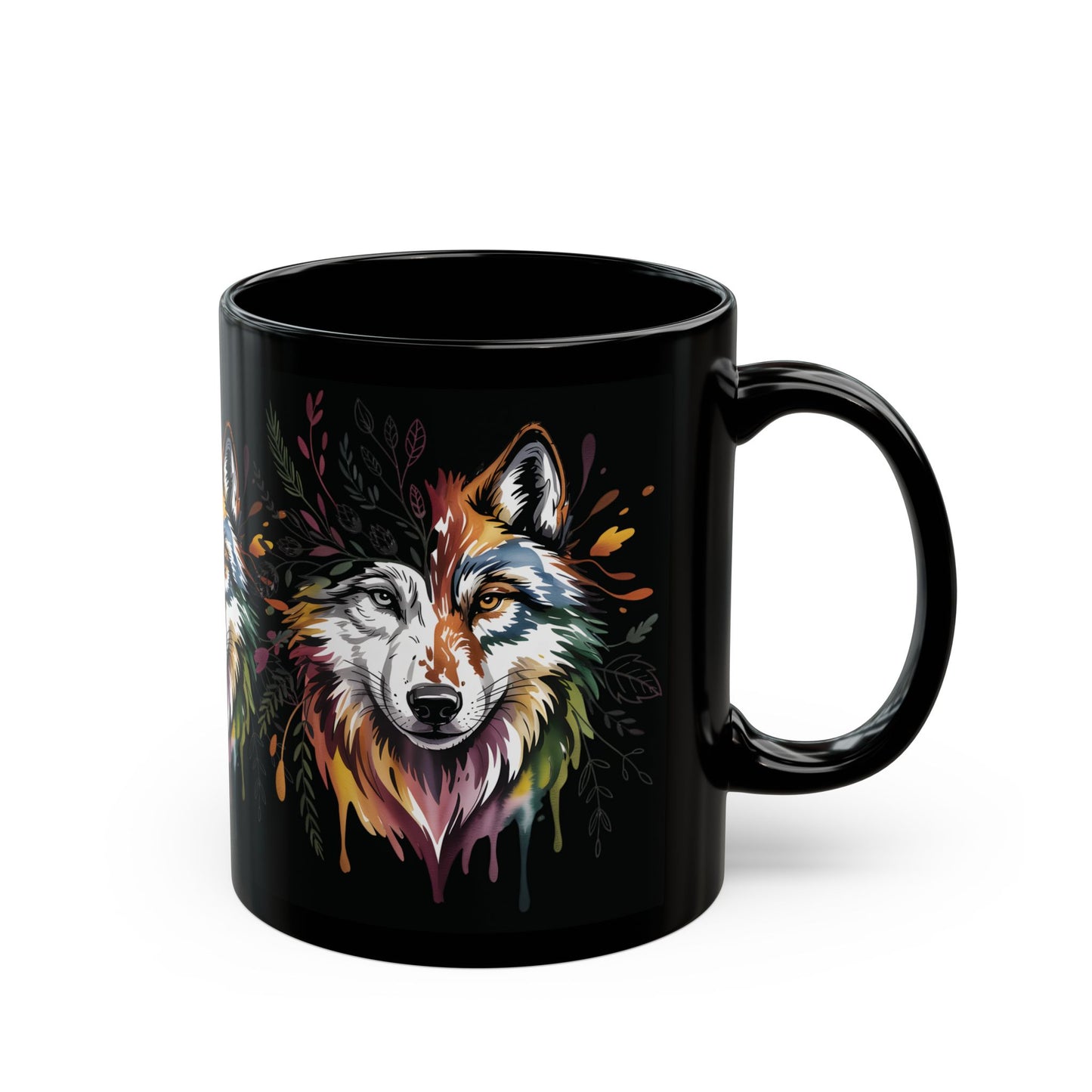 Colorful Watercolor Wolf Art Mug | Wolf Coffee Mug