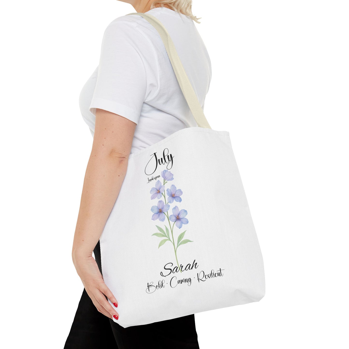 Personalized birth month flower tote bag for her, milestone birthdays, bestfriend gift.
