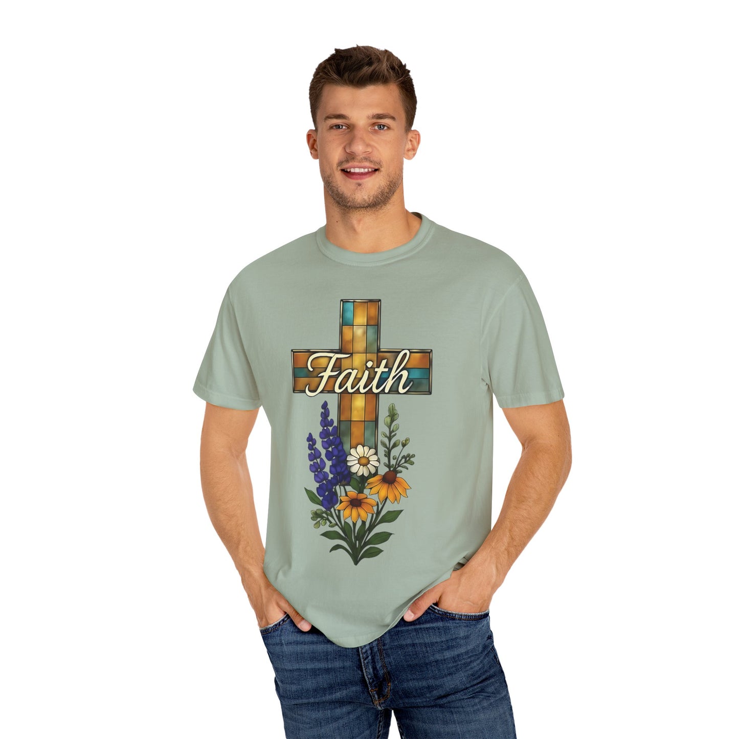 Christianity Faith Cross Comfort Colors T-shirt, Christianity gift or elevating your own collection of Christian merch, this shirt is a testament to the belief that God is good.
