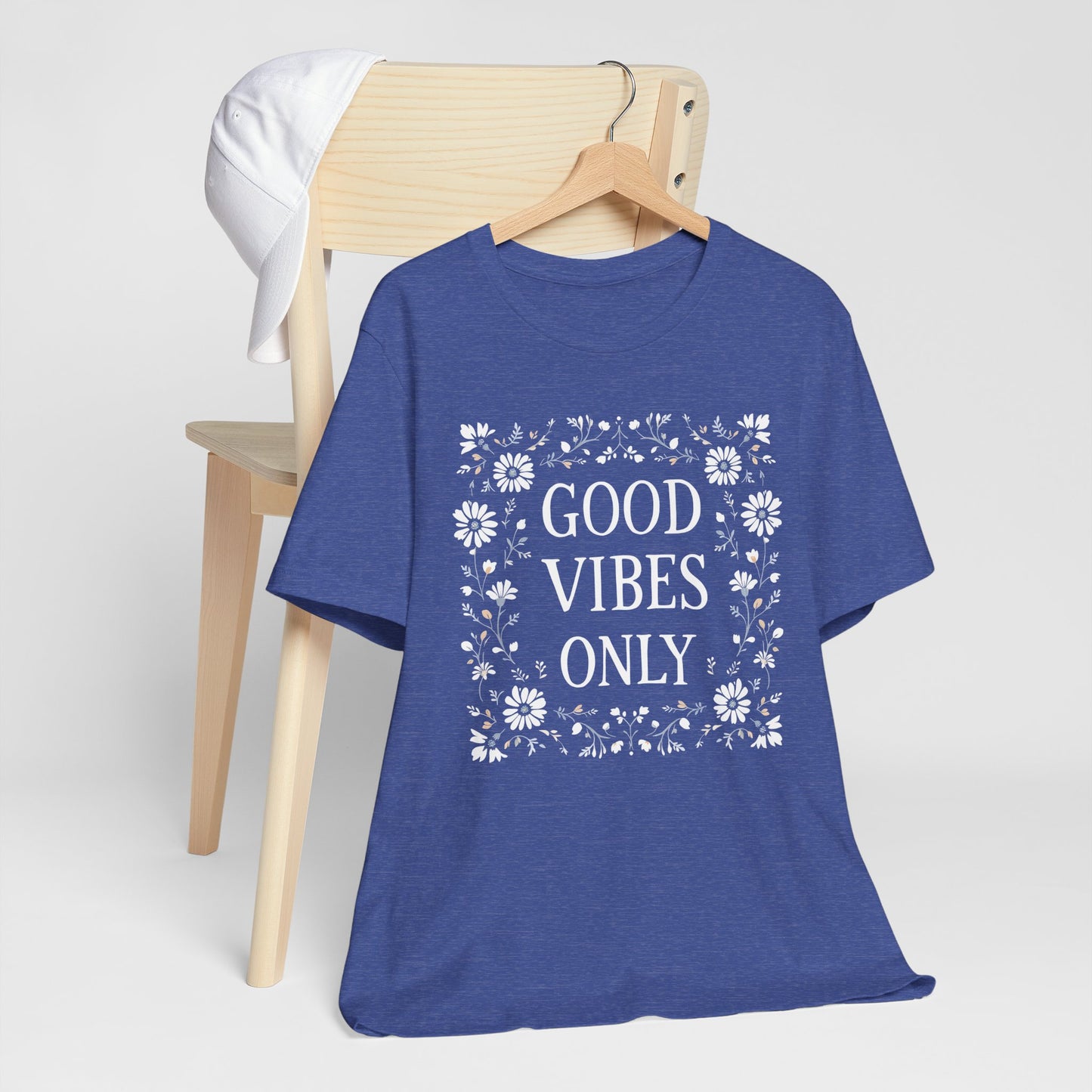 Good Vibes Only Cotton floral design tee, Self Care Gift, Mindfulness Shirt, festival fashion