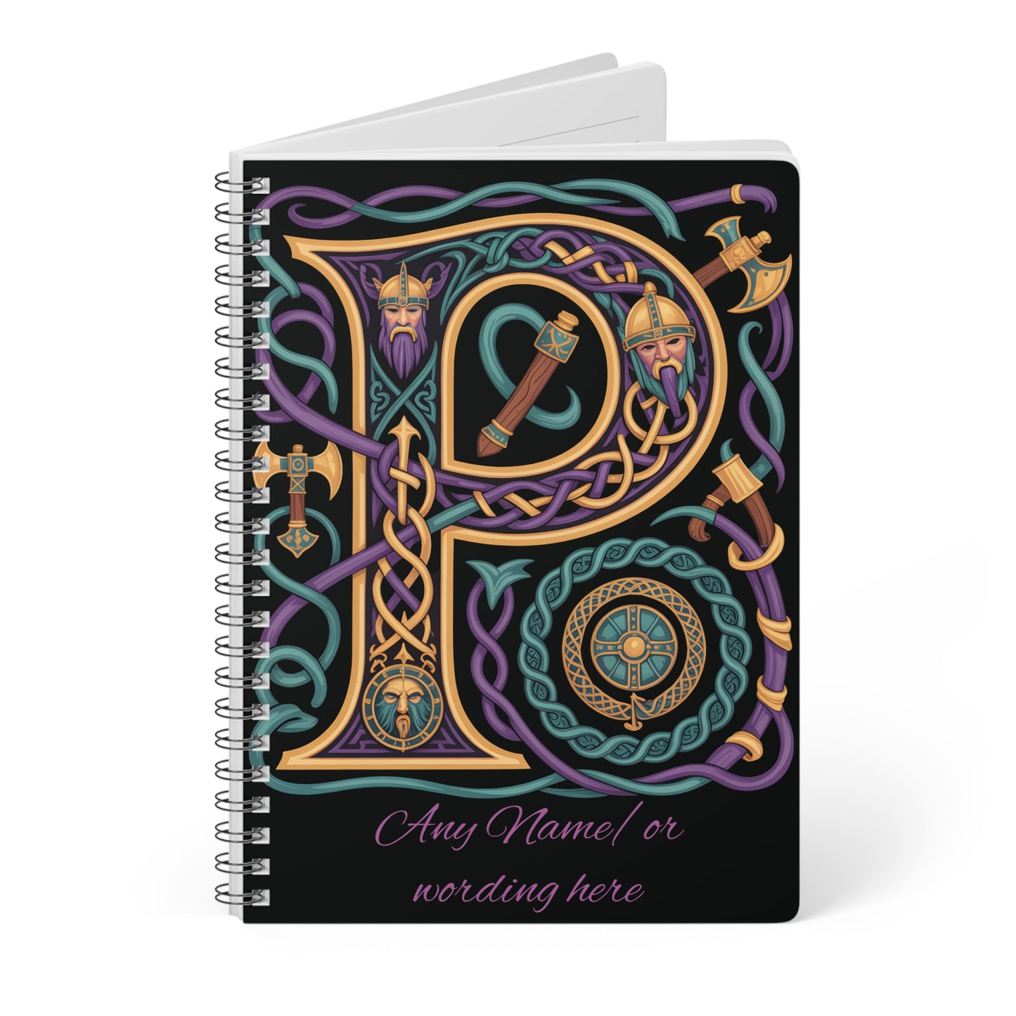 Personalized Norse Witchy Monogram A5 Notebook, Custom Journal.