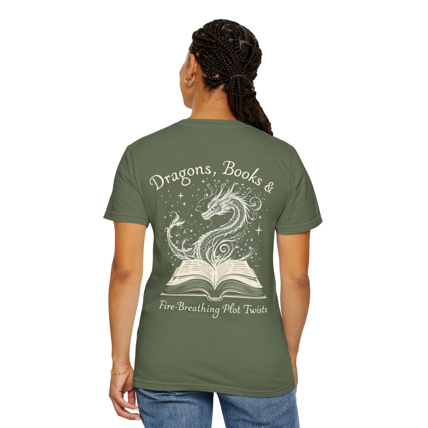 Book Lover Tee, Comfort Colors Dragon Shirt, Fantasy Reader, Bibliophile Gift.