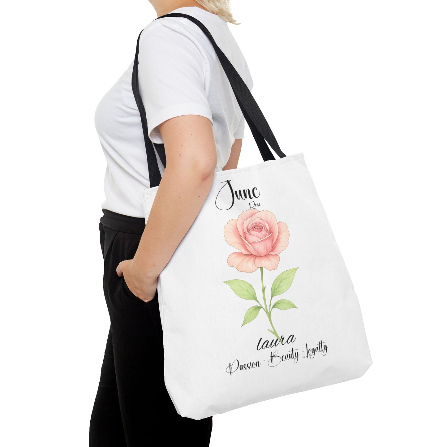 Personlised birth month flower bag for her, milestone birthdays, bestfriend gift.