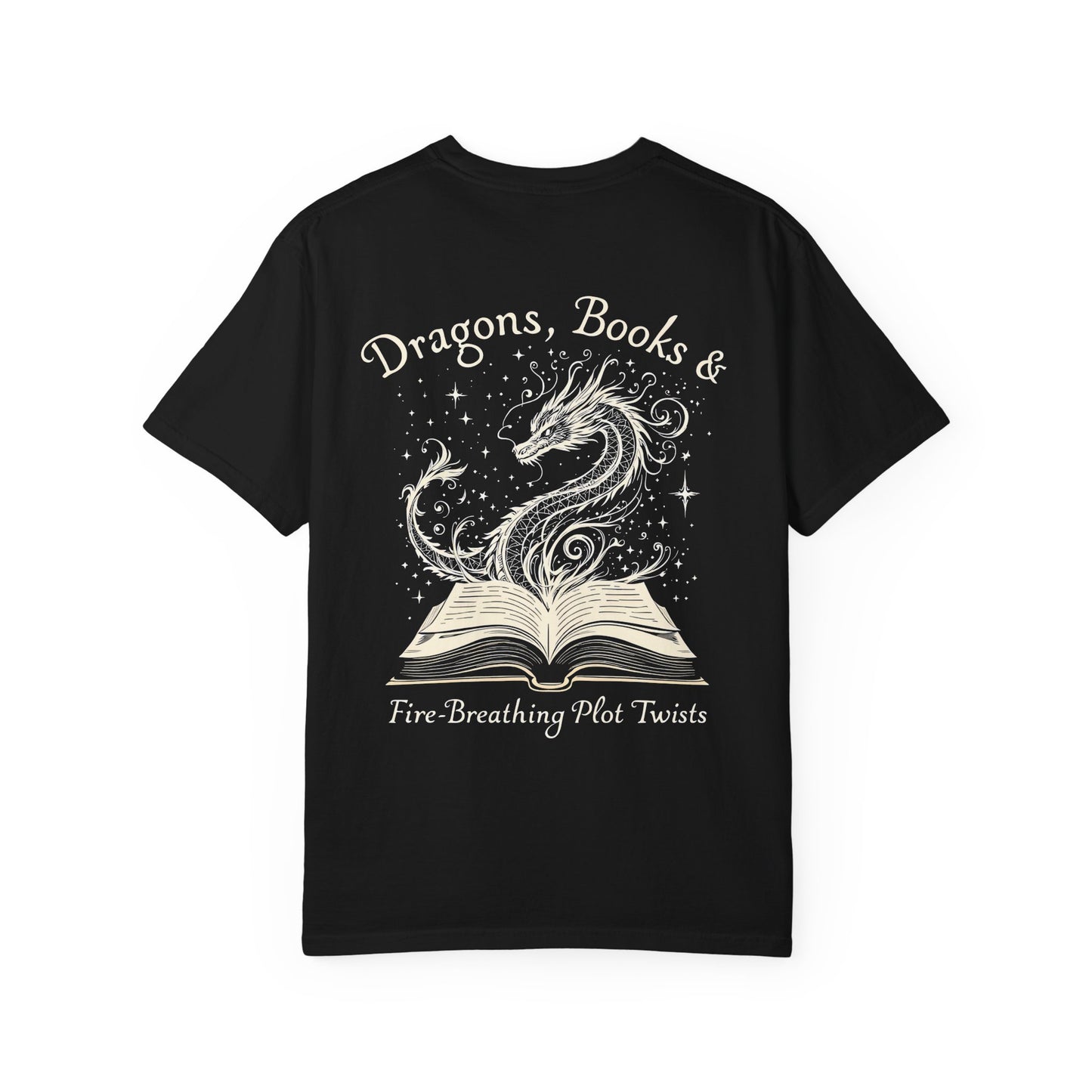 Book Lover Tee, Comfort Colors Dragon Shirt, Fantasy Reader, Bibliophile Gift.