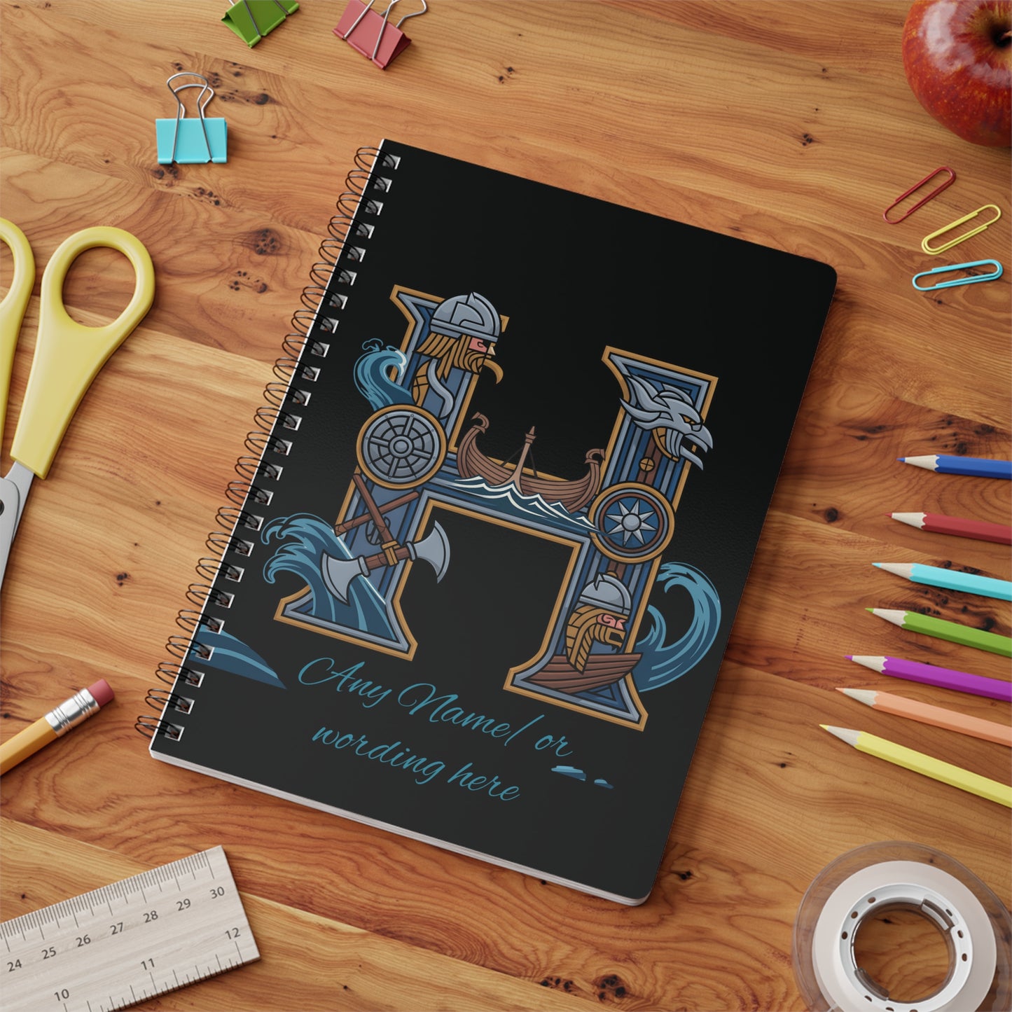 Personalized Norse Witchy Monogram A5 Notebook, Custom Journal,Monogram Notebook, Grimoire Journal, Book Of Shadows, Viking Grimoire Journal