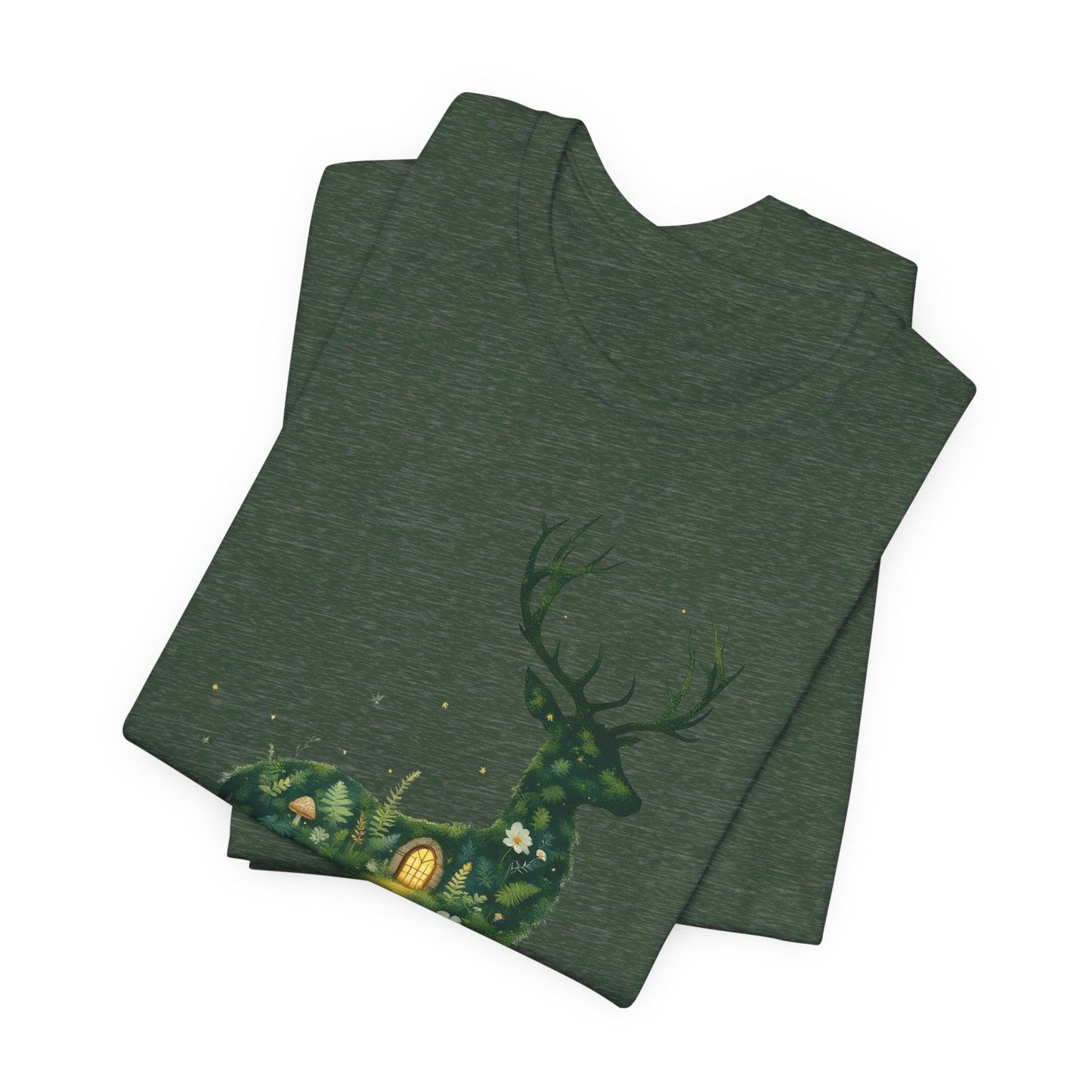 Moss Deer Silhouette Shirt, Forestcore Tee, Botanical Nature Animal Print, Woodland Gift