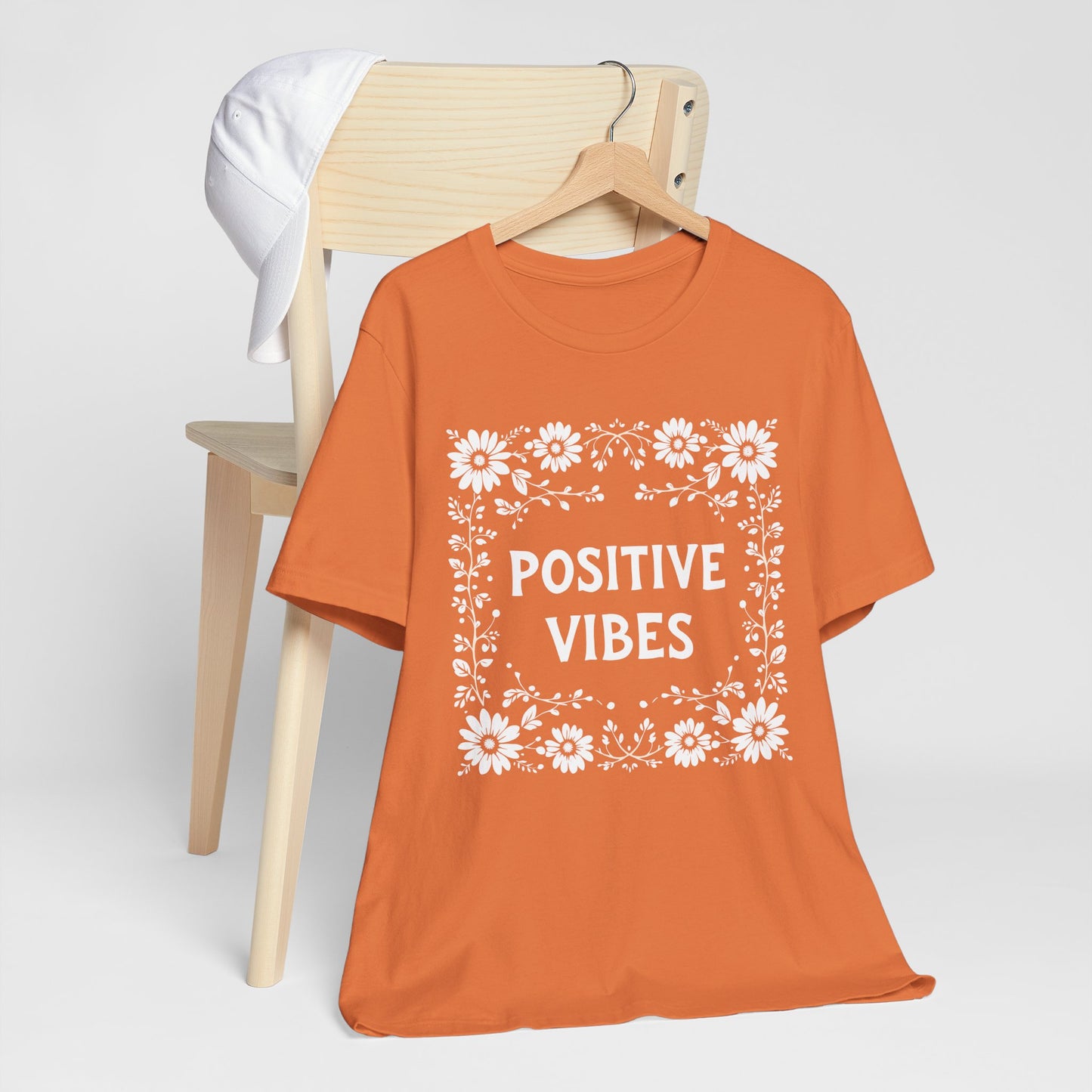 Positive Vibes Shirt, Cotton floral design tee, Self Care Gift, good vibes t, festival fashion