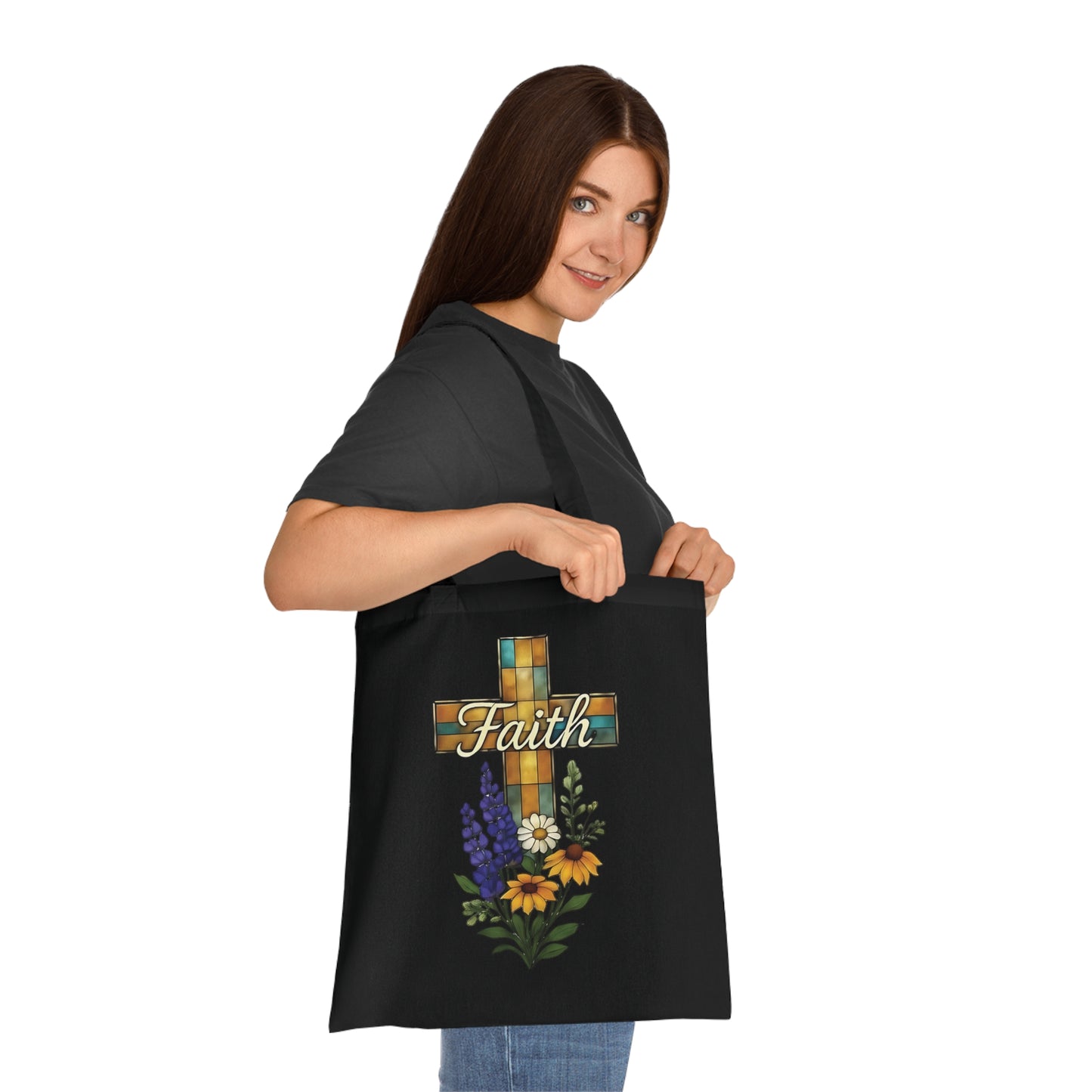 Christianity Faith Tote Bag, this Religious Tote bag carries the beauty of religious faith to every bible study and church gathering, or the perfect gift idea.