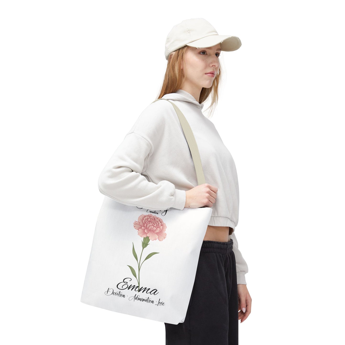 Personlized Birth Month Flower Tote Bag, Botanical Aesthetic Canvas Tote Bag, Bestfriend Gift