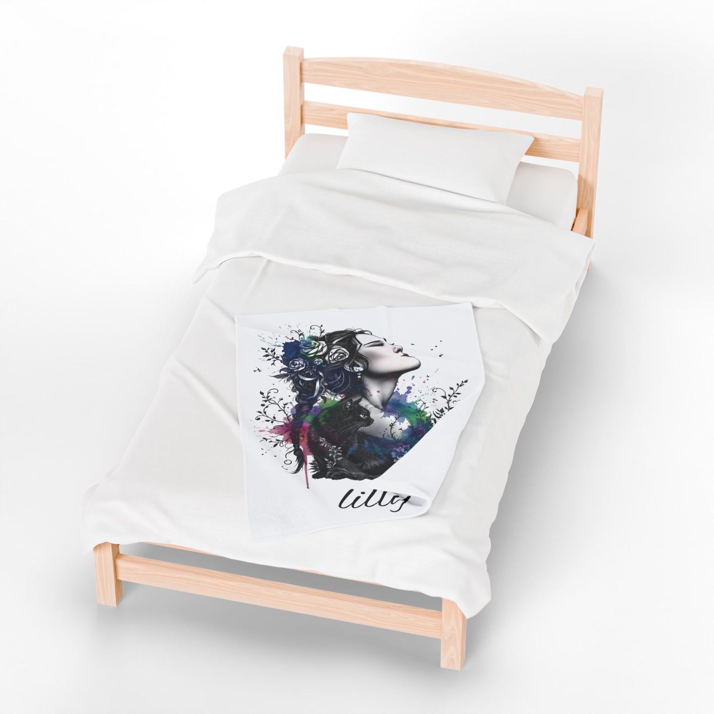 Personalized throw, dark academia cat blanket, witchy decor couch blanket gift.