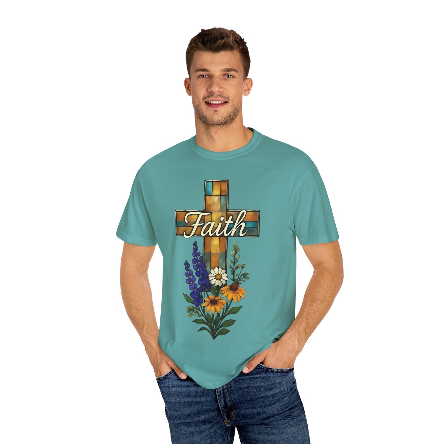 Christianity Faith Cross Comfort Colors T-shirt, Christianity gift or elevating your own collection of Christian merch, this shirt is a testament to the belief that God is good.