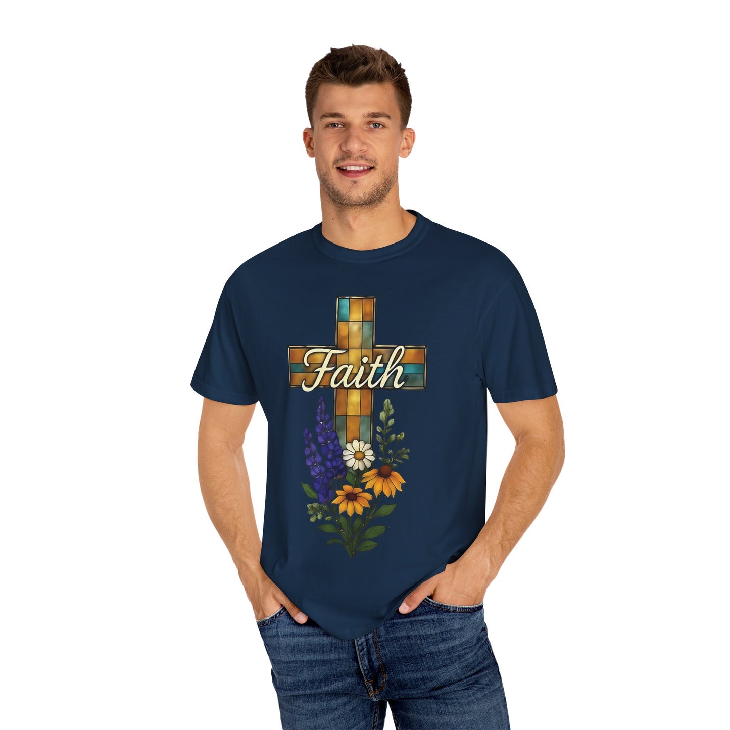 Christianity Faith Cross Comfort Colors T-shirt, Christianity gift or elevating your own collection of Christian merch, this shirt is a testament to the belief that God is good.