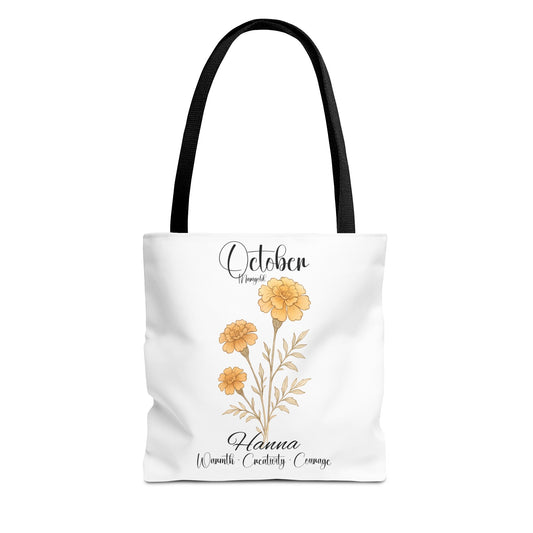 Personalized floral gift tote bag for her, birth month flower, milestone birthdays, bestfriend gift.