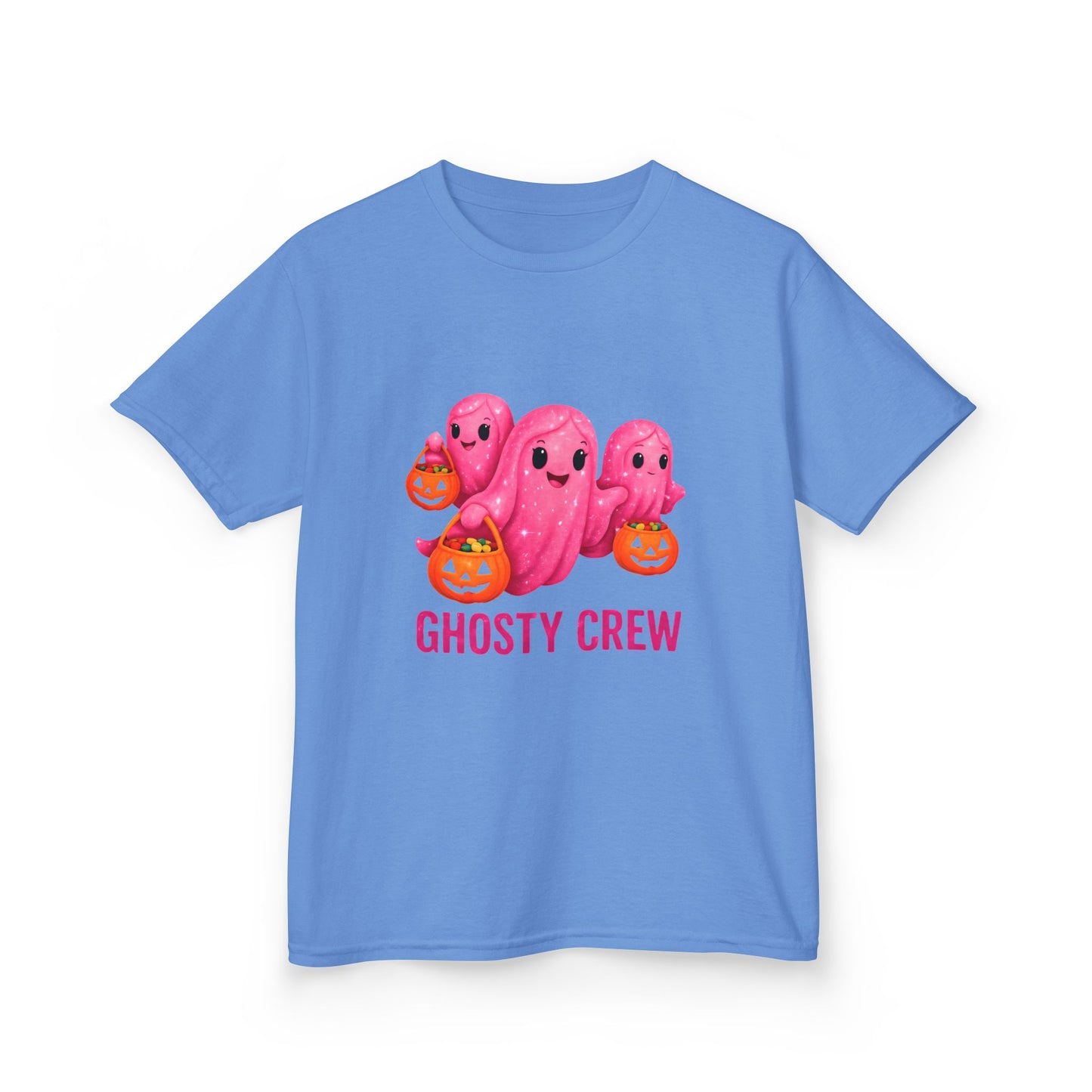 Pink Ghosty Tee Kids Heavy Cotton™ Tee, Be part of the ghosty crew and embrace the Halloween vibe with this playful design