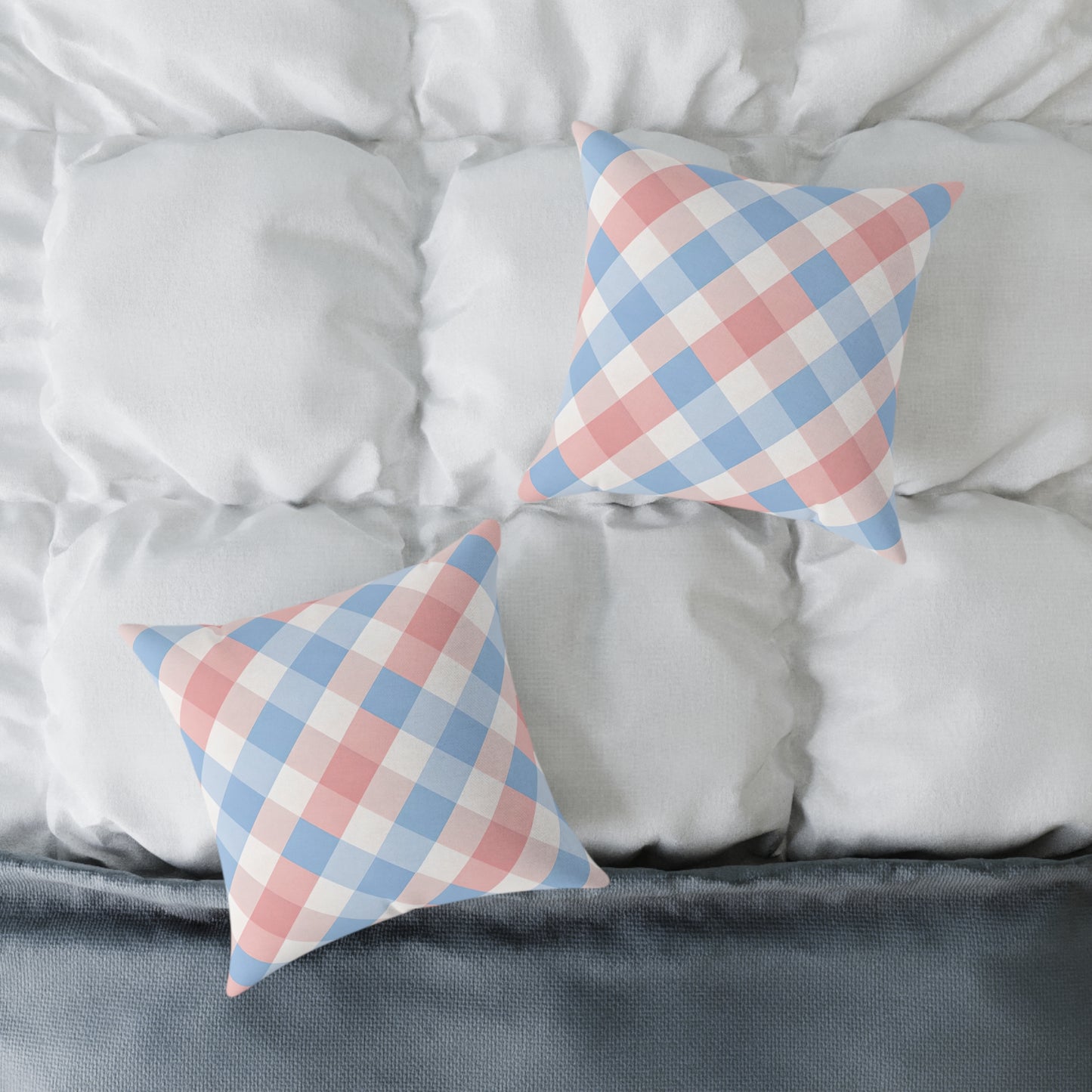 Pastel Plaid Square Pillow | Pastel Gingham Cushion, Nursery & Living Room Accent