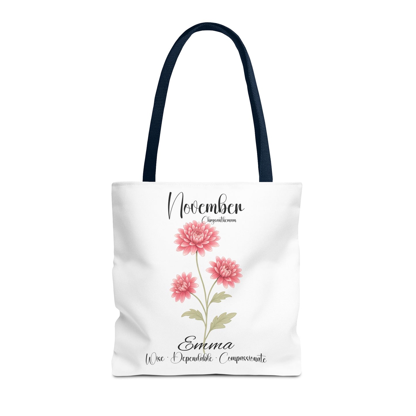 Personlized Birth Month Flower Tote Bag, Botanical Aesthetic Canvas Tote Bag, Bestfriend Gift
