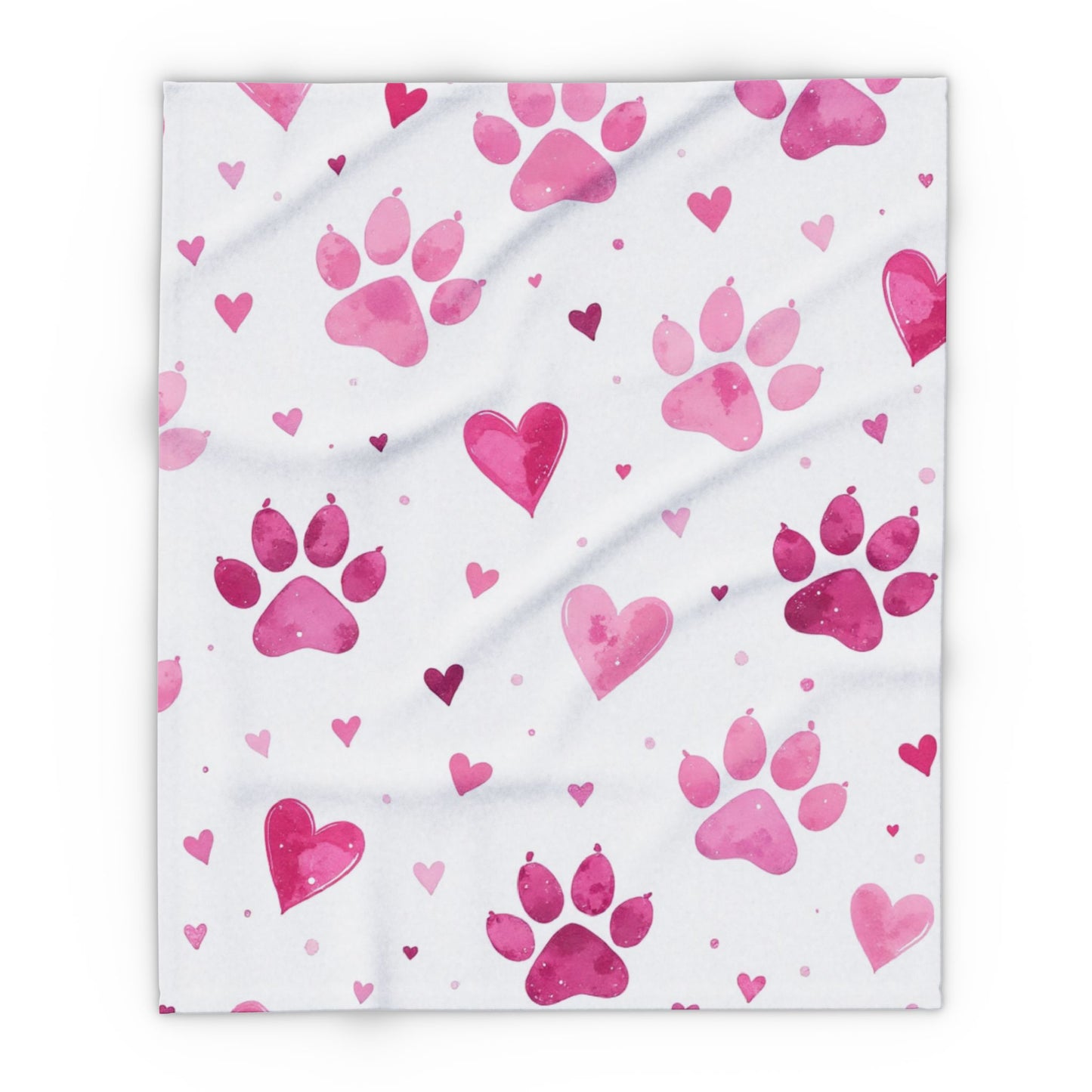 Fleece Blanket, Pink Paw Prints, perfect for pet lovers.