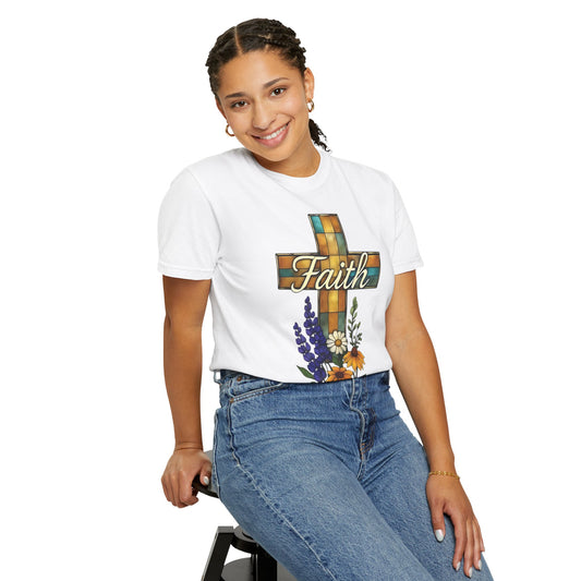 Christianity Faith Cross Comfort Colors T-shirt, Christianity gift or elevating your own collection of Christian merch, this shirt is a testament to the belief that God is good.