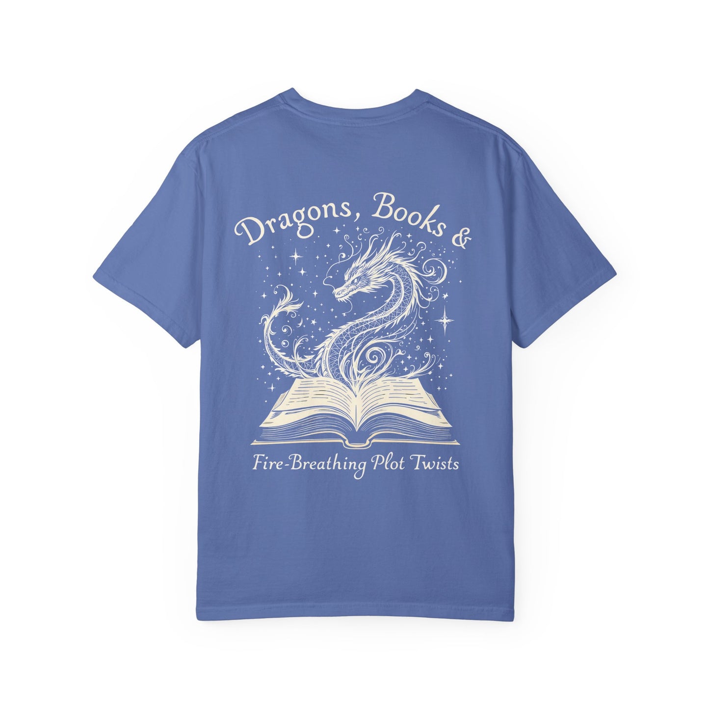 Book Lover Tee, Comfort Colors Dragon Shirt, Fantasy Reader, Bibliophile Gift.
