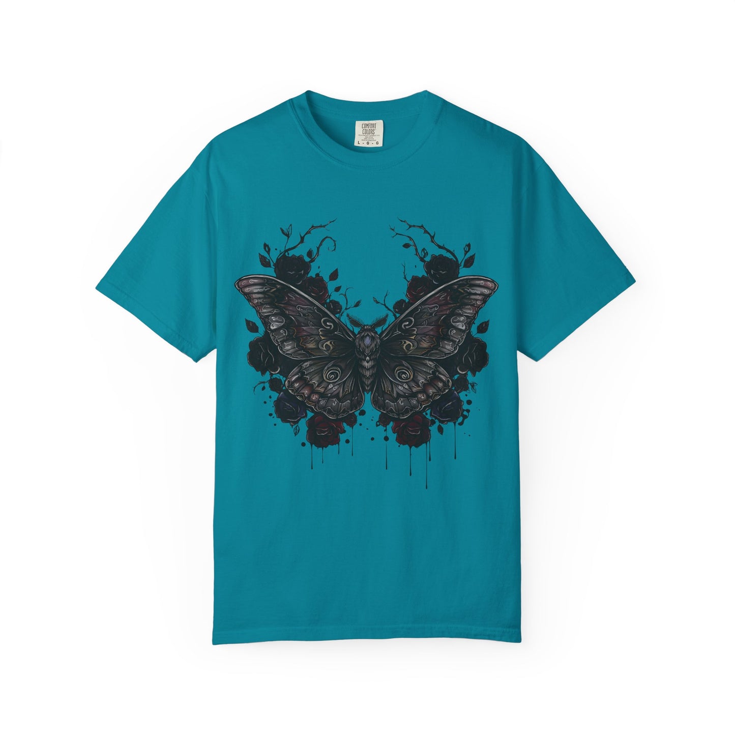 Death Moth Gothic Apparel | Dark Aesthetic Comfort Colours Tee | Alternative Goth T-Shirt