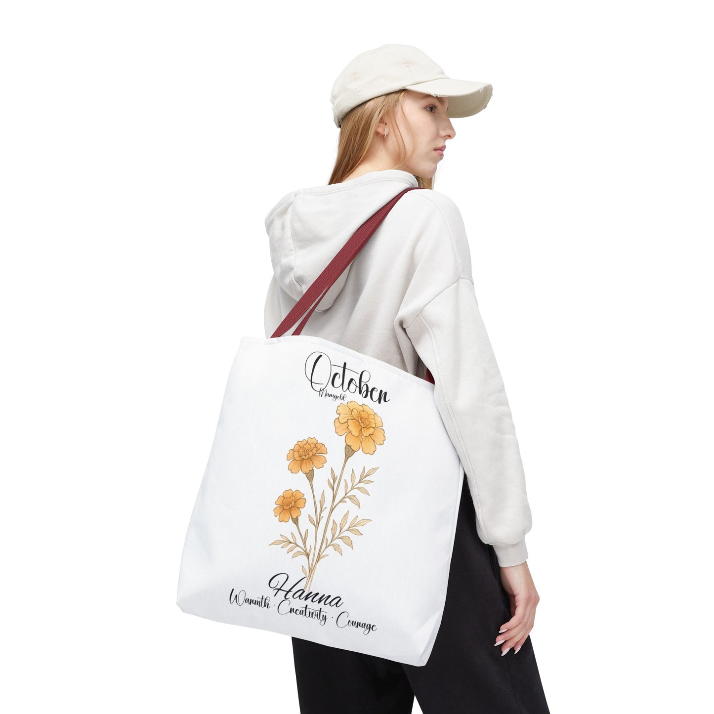 Personalized floral gift tote bag for her, birth month flower, milestone birthdays, bestfriend gift.