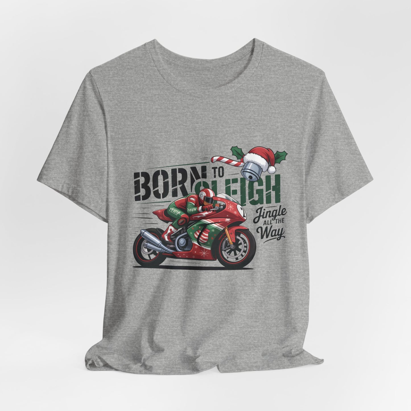 Jingle Bells Biker T-shirt, Motorcycle Shirt,  this motorcycle shirt captures the spirit of the season and the open road. Perfect as a biker christmas gift.