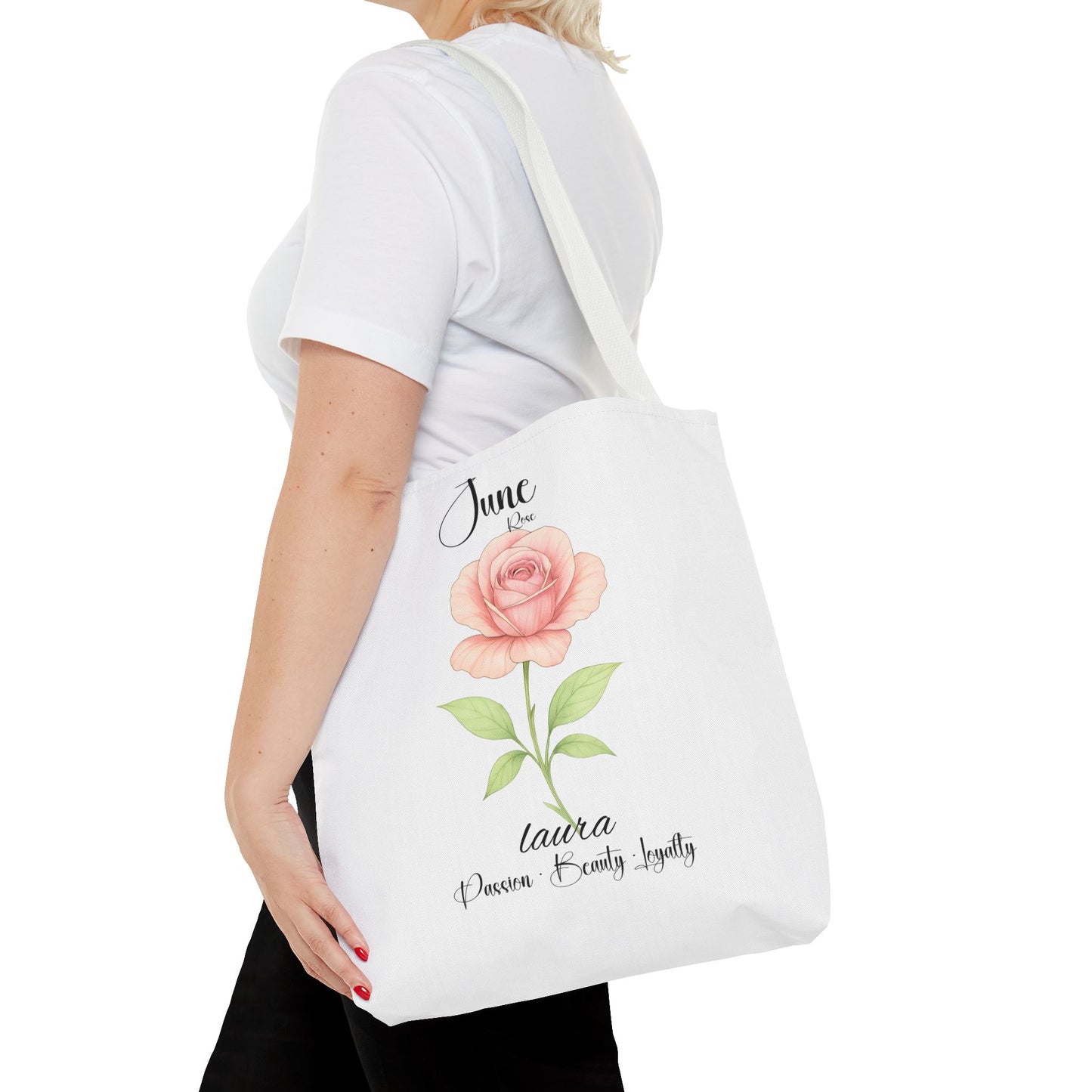 Personlised birth month flower bag for her, milestone birthdays, bestfriend gift.