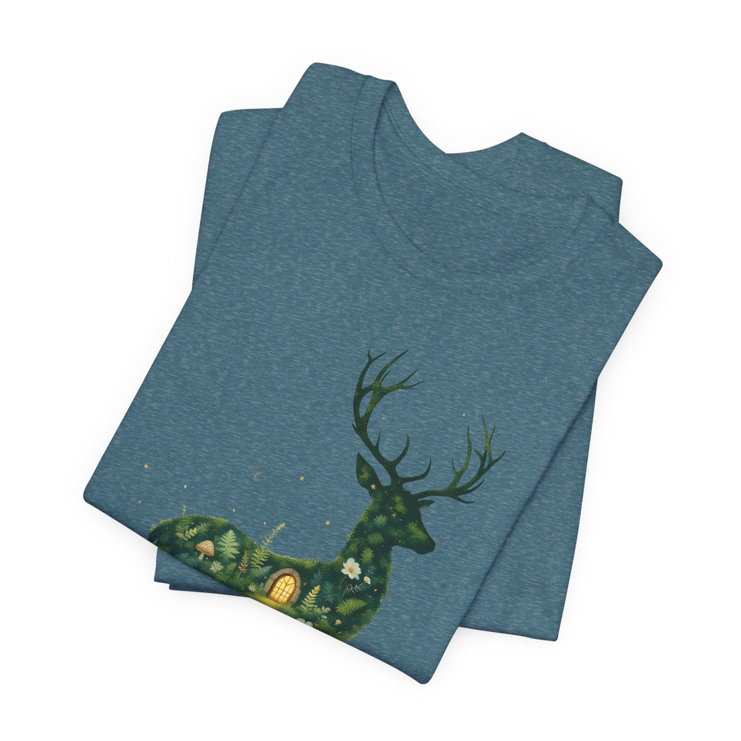 Moss Deer Silhouette Shirt, Forestcore Tee, Botanical Nature Animal Print, Woodland Gift