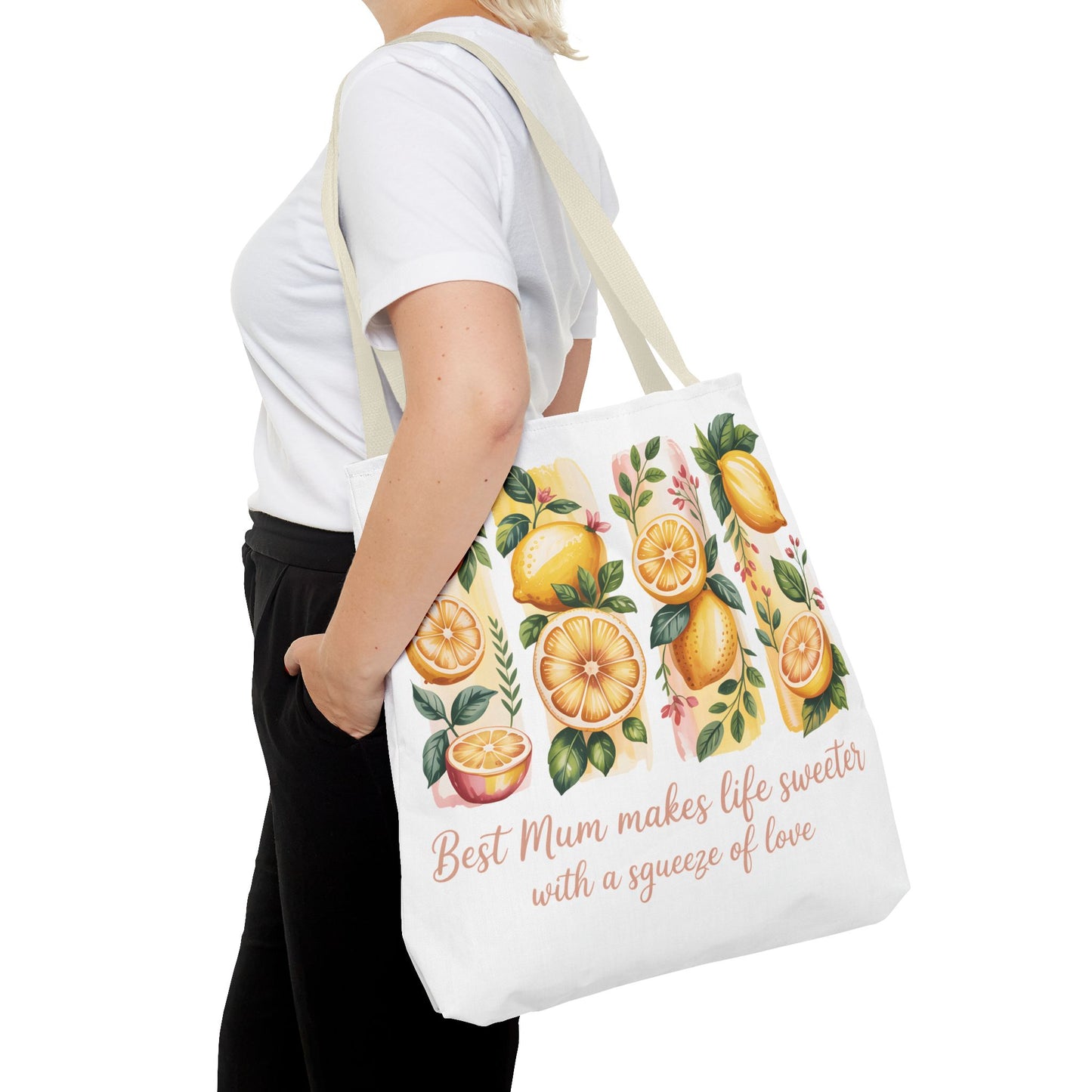 Best Mom Tote Bag, Lemon Print, lemon birthday gift