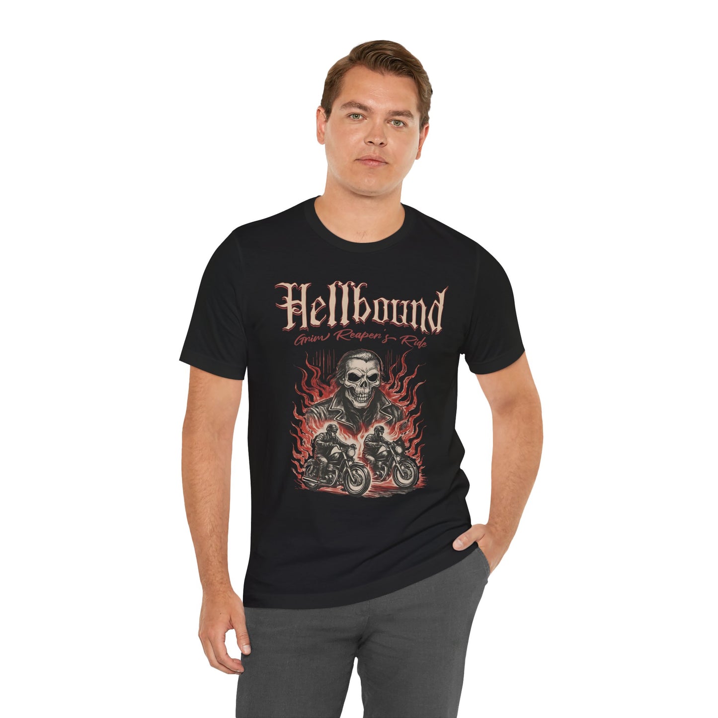 Hellbound Biker Graphic Tee | Motorcycle Skull Rider T-Shirt | Gothic Biker Streetwear