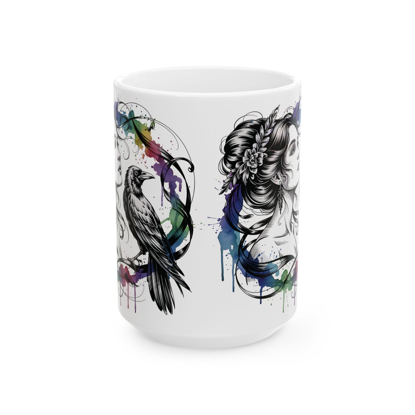 Morrigan mug, raven coffee cup,dark goddess witchy gift for her, ceramic alternative gift.
