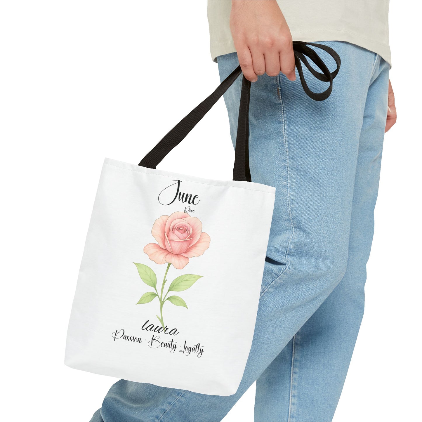 Personlised birth month flower bag for her, milestone birthdays, bestfriend gift.