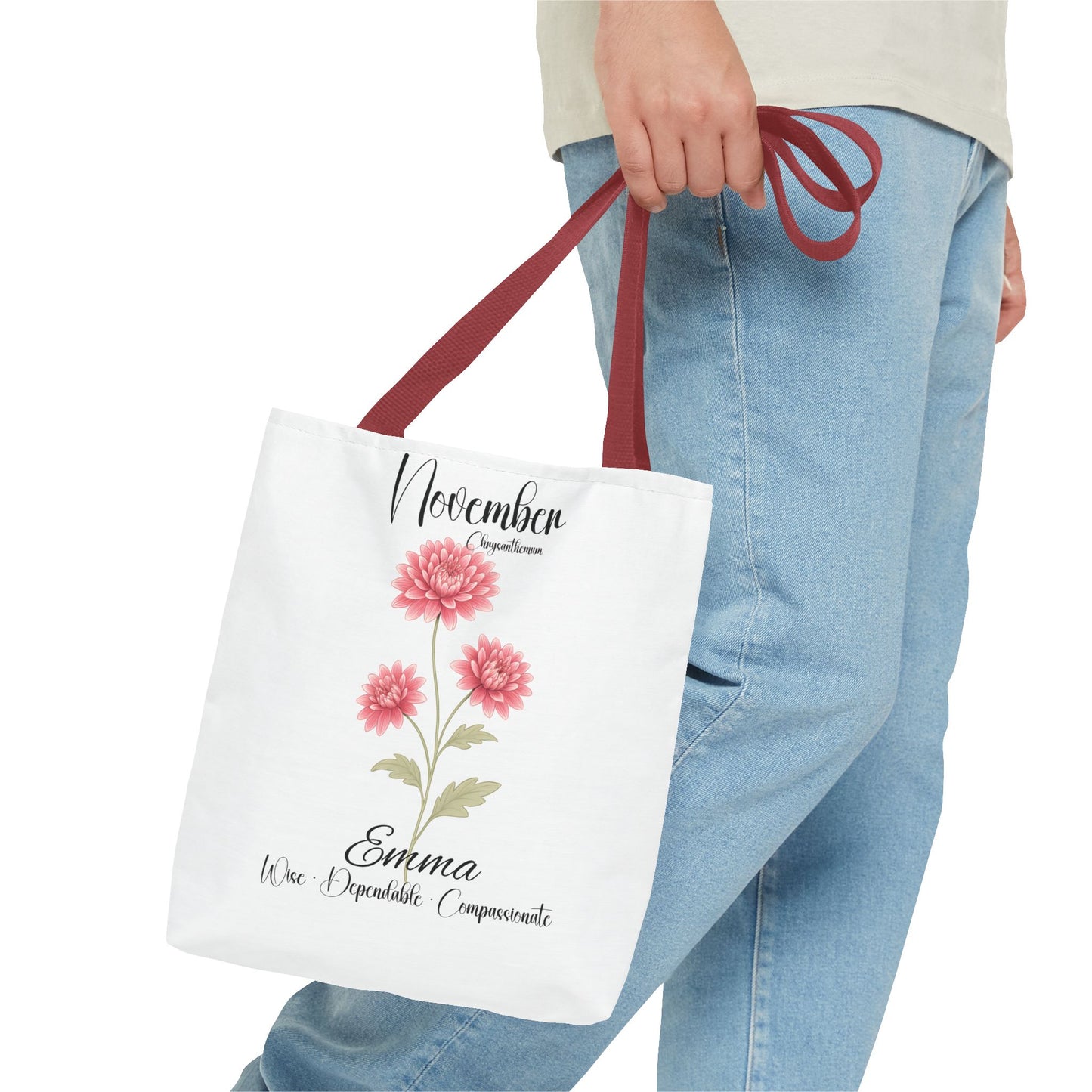 Personlized Birth Month Flower Tote Bag, Botanical Aesthetic Canvas Tote Bag, Bestfriend Gift