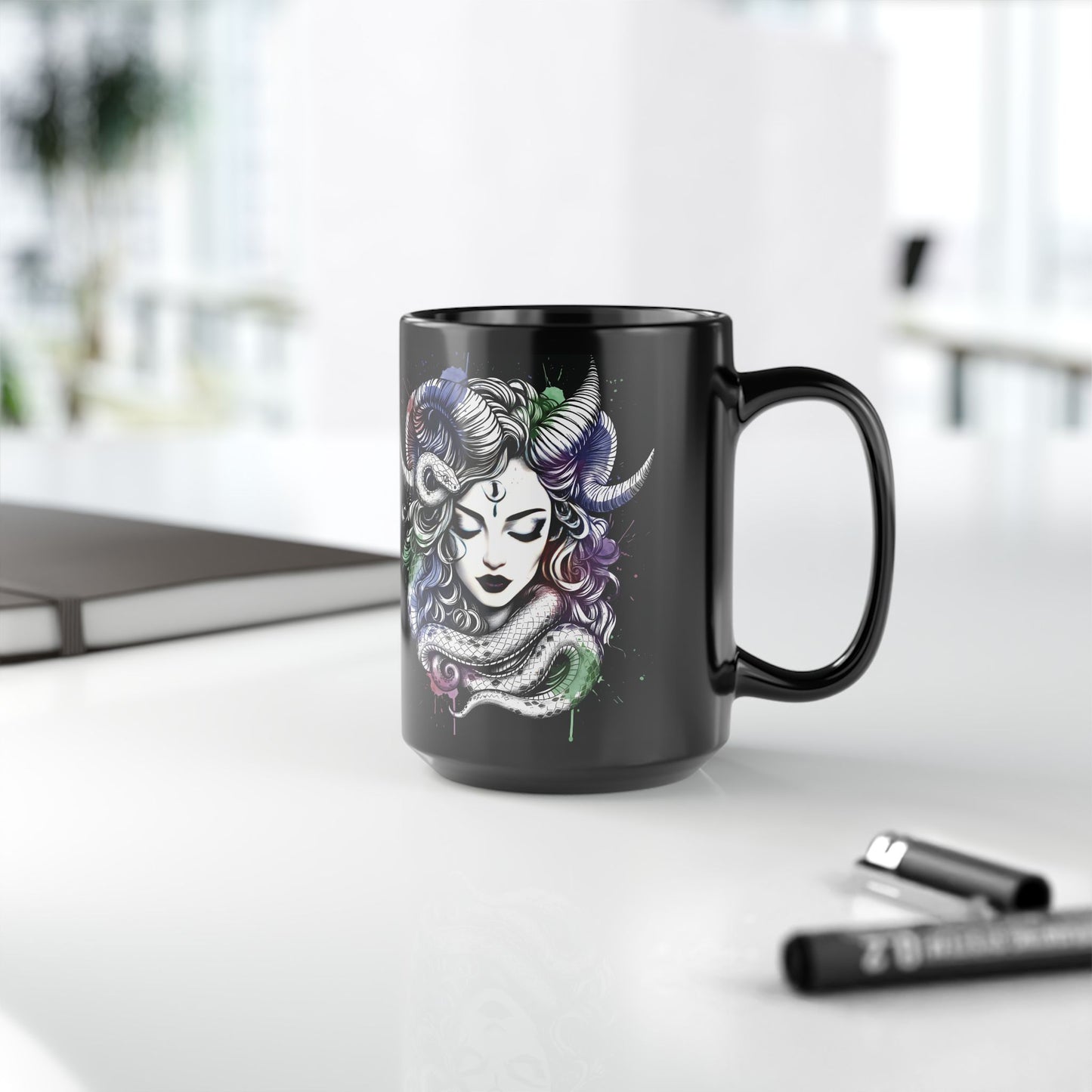 lilith coffee cup, dark goddess witchy mug, ceramic alternative gift.