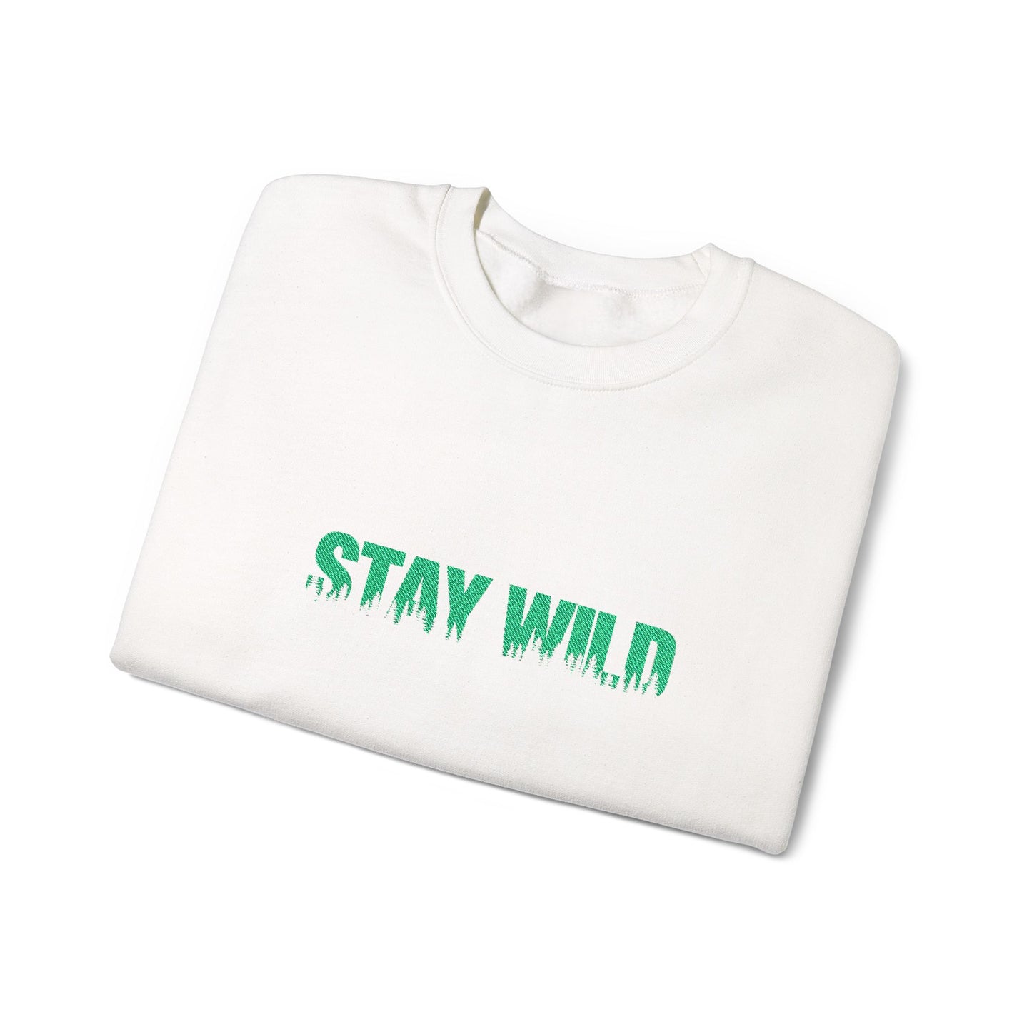 Stay Wild Forest Graphic Embroidered Nature Crewneck, Outdoors Sweatshirt, Hiking & Camping Gift