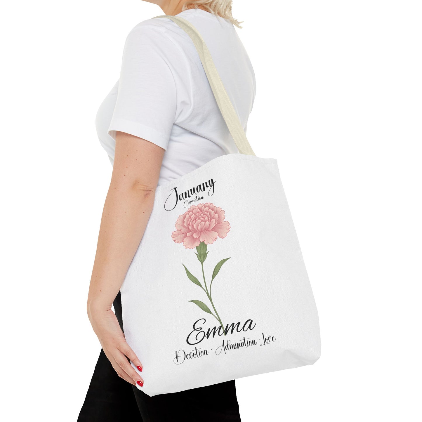 Personlized Birth Month Flower Tote Bag, Botanical Aesthetic Canvas Tote Bag, Bestfriend Gift