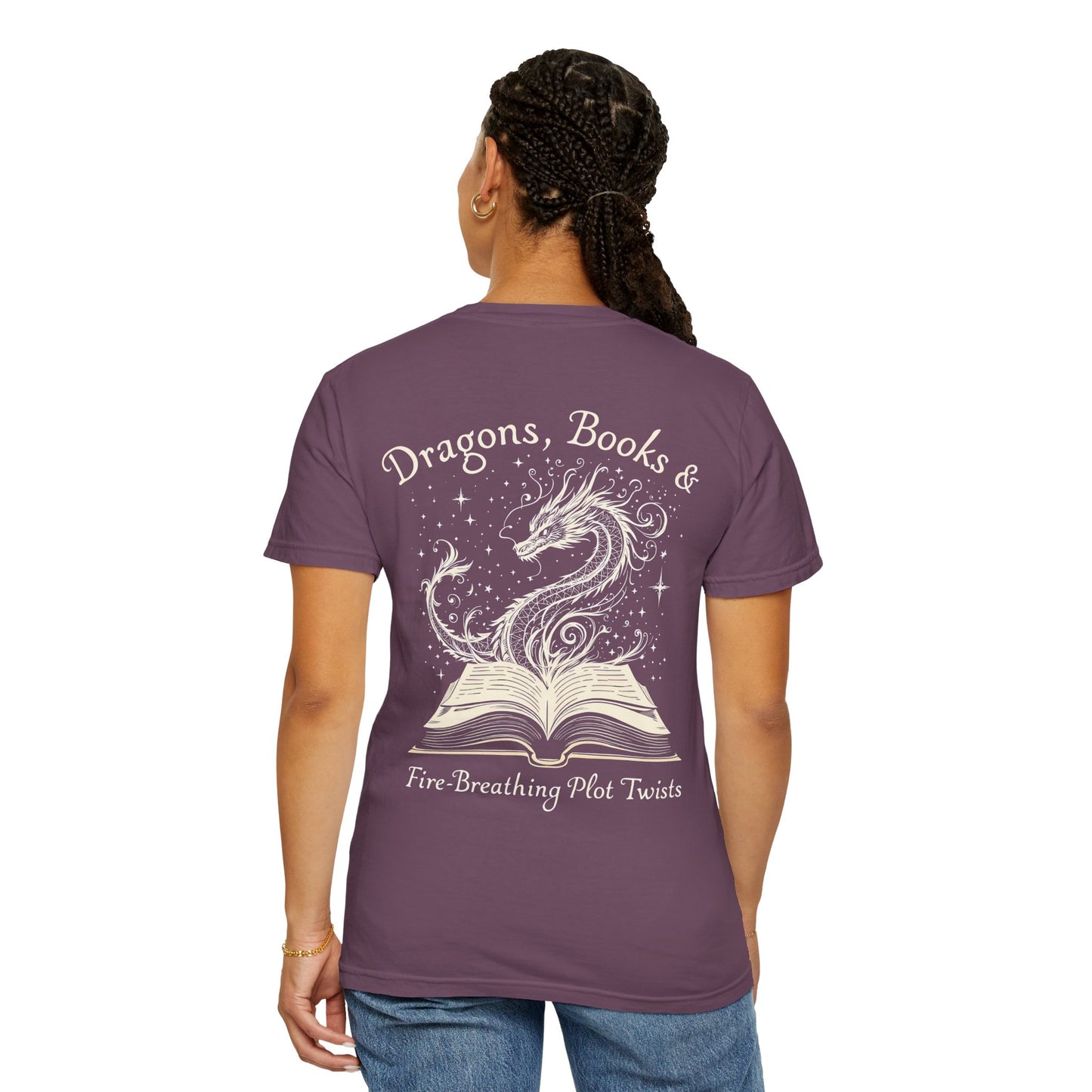 Book Lover Tee, Comfort Colors Dragon Shirt, Fantasy Reader, Bibliophile Gift.