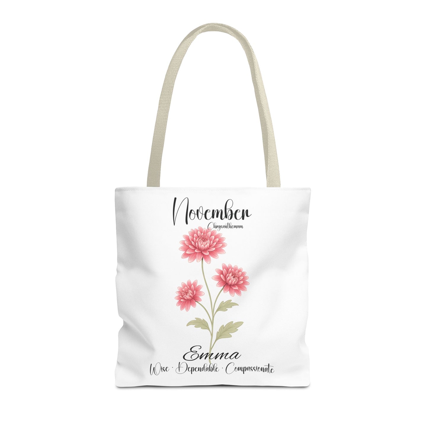 Personlized Birth Month Flower Tote Bag, Botanical Aesthetic Canvas Tote Bag, Bestfriend Gift