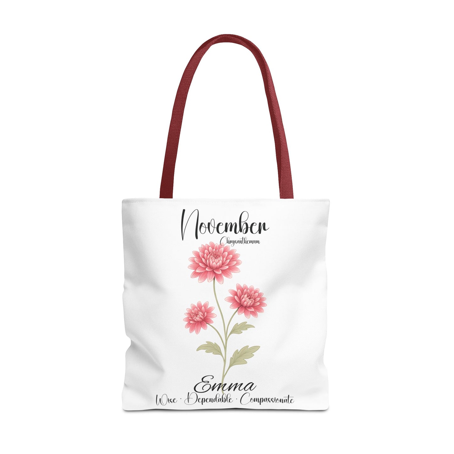Personlized Birth Month Flower Tote Bag, Botanical Aesthetic Canvas Tote Bag, Bestfriend Gift