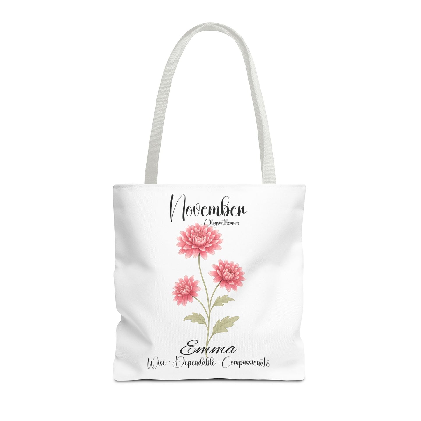 Personlized Birth Month Flower Tote Bag, Botanical Aesthetic Canvas Tote Bag, Bestfriend Gift