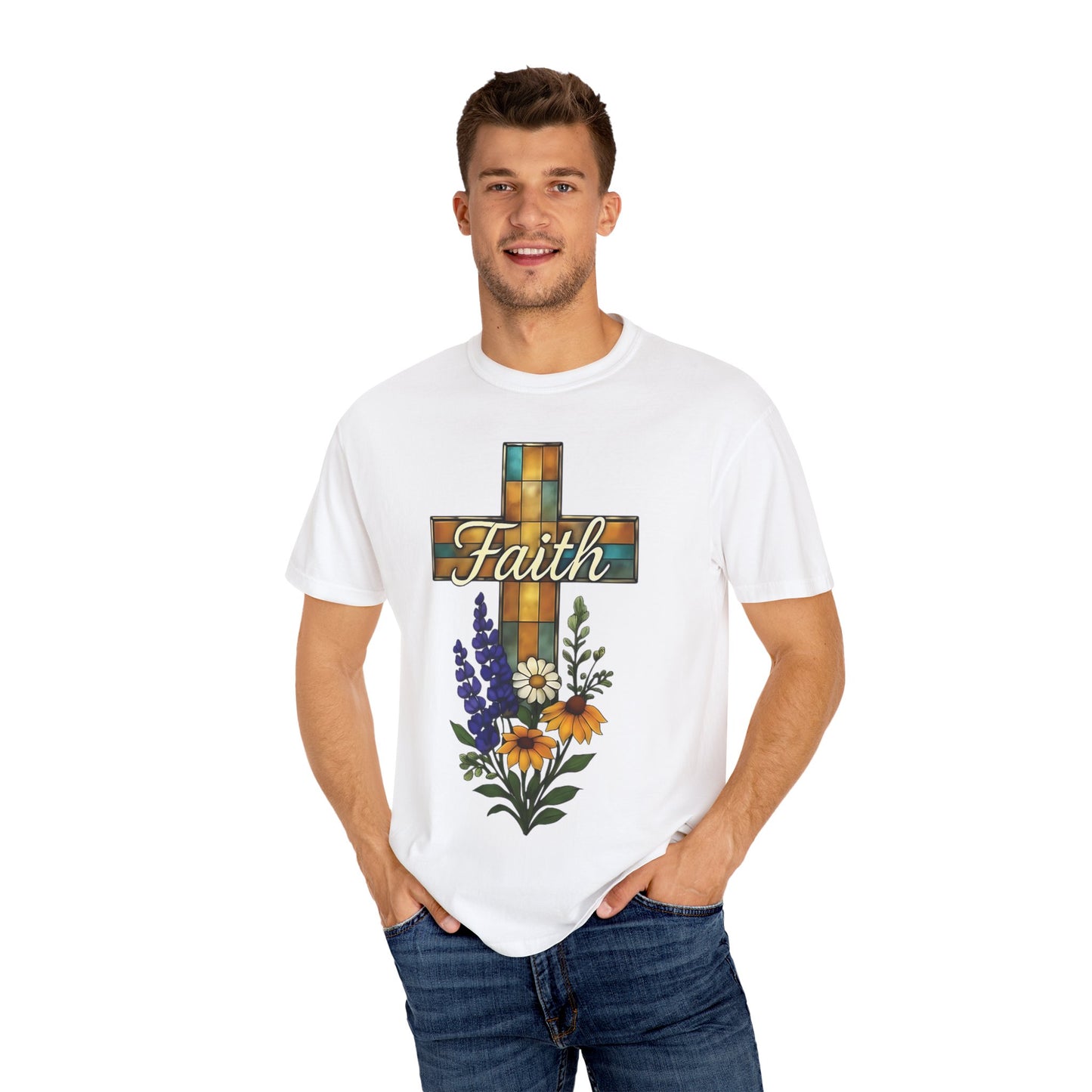 Christianity Faith Cross Comfort Colors T-shirt, Christianity gift or elevating your own collection of Christian merch, this shirt is a testament to the belief that God is good.