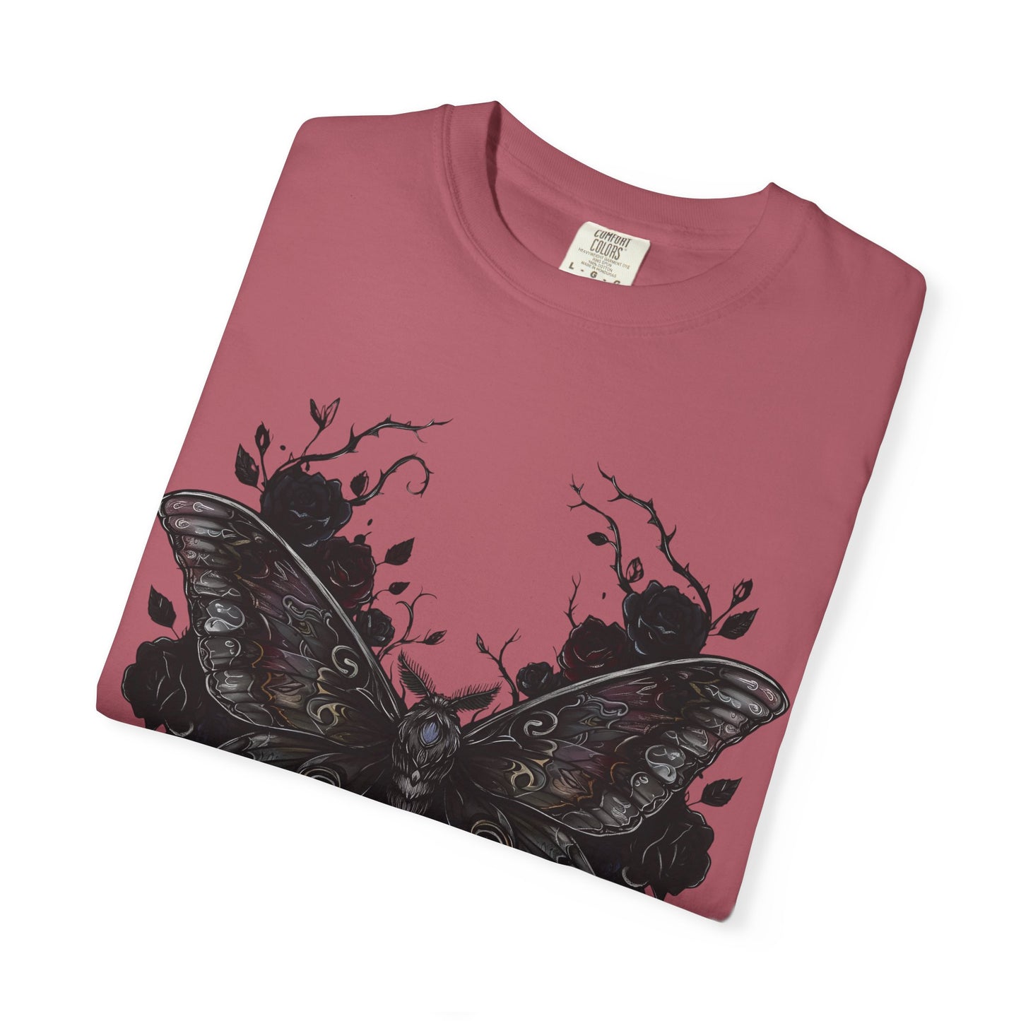 Death Moth Gothic Apparel | Dark Aesthetic Comfort Colours Tee | Alternative Goth T-Shirt